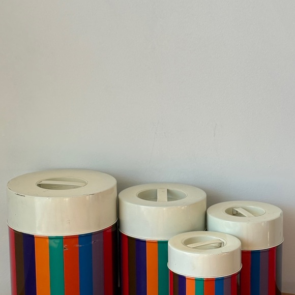 San Remo Colorful Striped Canister Set Mid Century Kitchen Bathroom Storage Tins - Picture 6 of 16